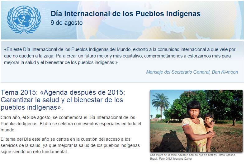 ClementeCH's tweet photo. En 1994, la ONU estableció conmemorar cada 9 de agosto como el #DíaDeLosPueblosIndígenas http://t.co/Bns5iTdK9W