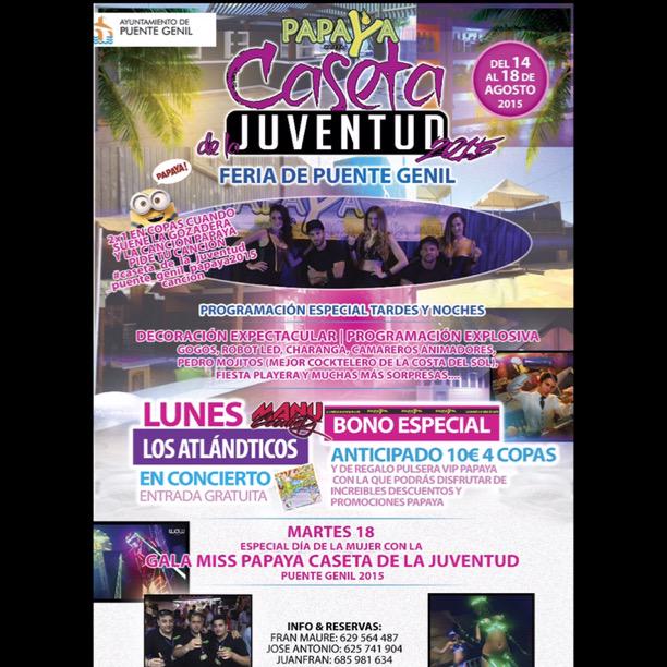 PAPAYAFERIA's tweet photo. **FERIA DE PUENTE GENIL 2015🎉
CASETA DE LA JUVENTUD!
 GRUPO PAPAYA .Os esperamos!! http://t.co/mkQMbsKPGd