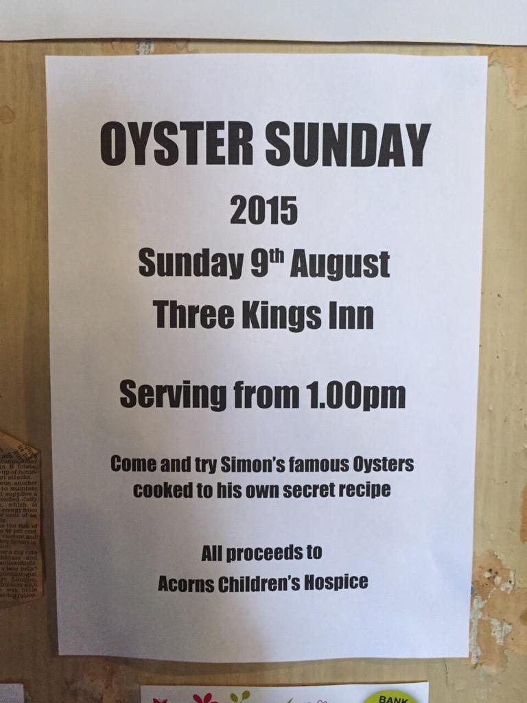 andyjshort's tweet photo. Great day at The 3 Kings pub raising money for @AcornsHospice Oyster Sunday #TopWork http://t.co/CuWM7CkJzm