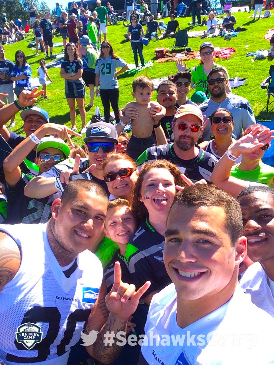 Can you spot the shirtless baby photo bombing today's selfie with <a href="/ThaMonstar/">Jesse Williams</a> and @BrockCoyle56 #SeahawksCamp
