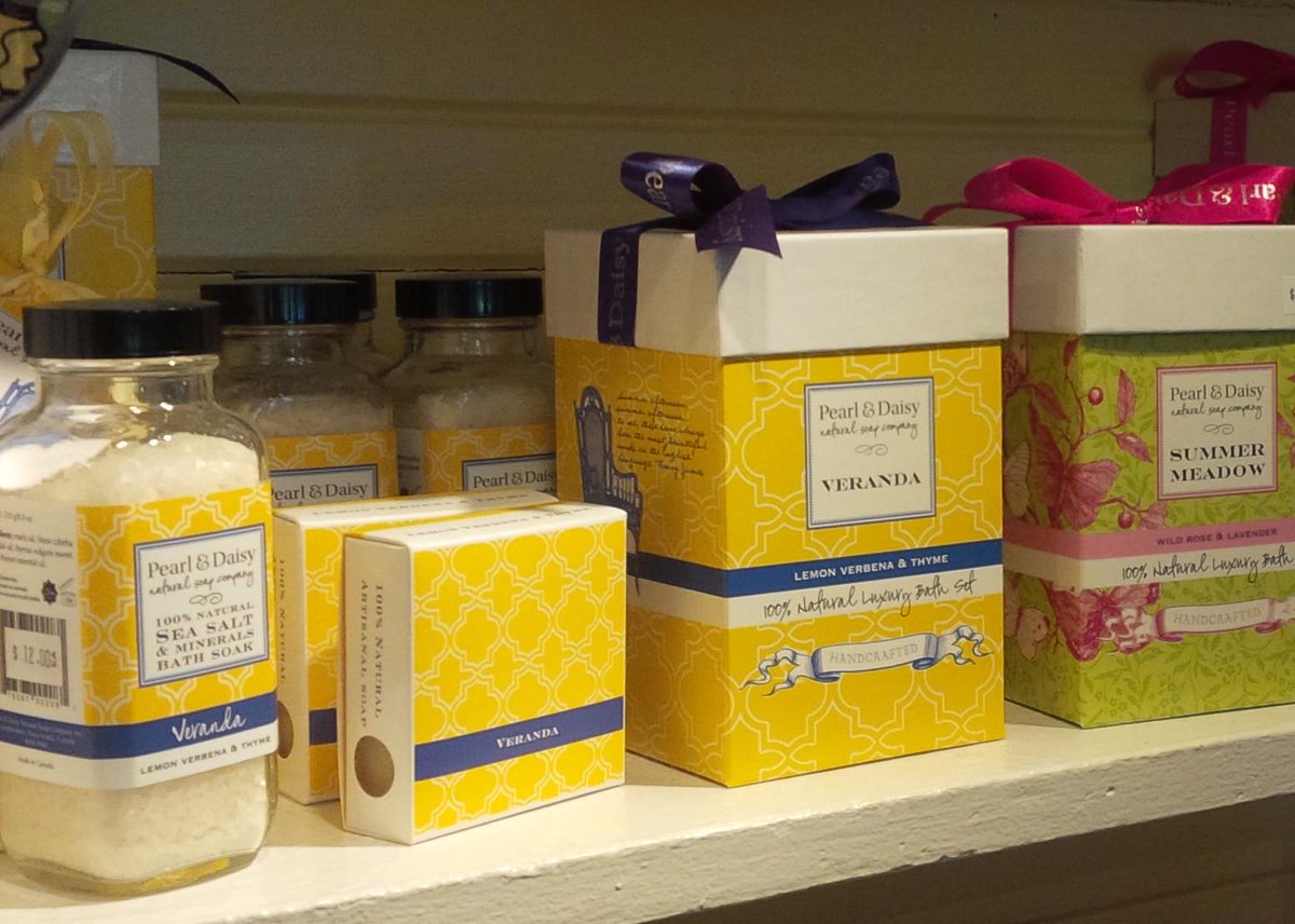 RedrocksPottery's tweet photo. Treated myself to Veranda line of soaps from @pearlanddaisy carried at #OldGeneralStore in #MurrayRiver today!! #pei http://t.co/q9Zj6wgtsd