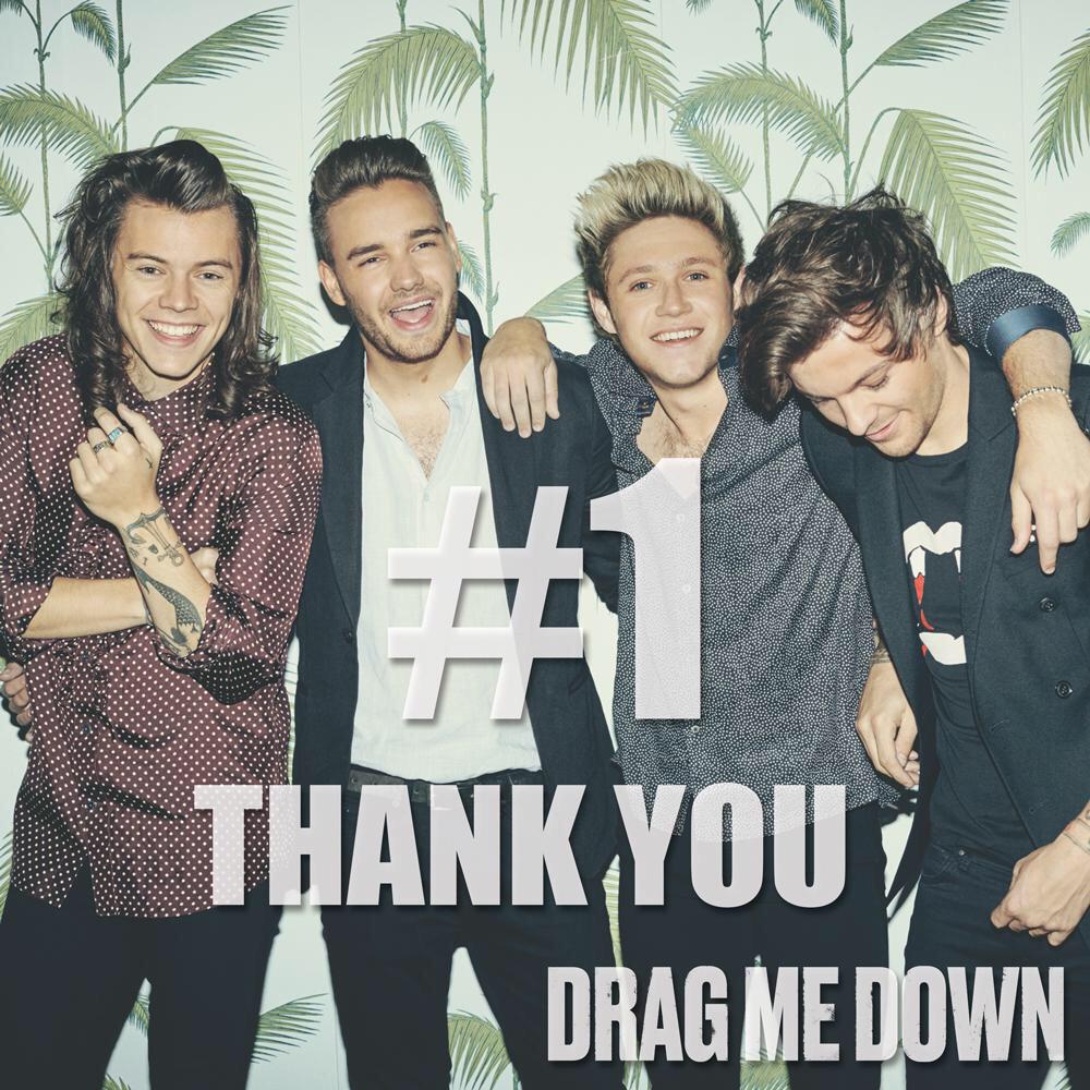 onedirection's tweet photo. #DragMeDown's at No.1 in the UK! Thank you! http://t.co/7tKqB3O4sz http://t.co/R9xIBTCsTD