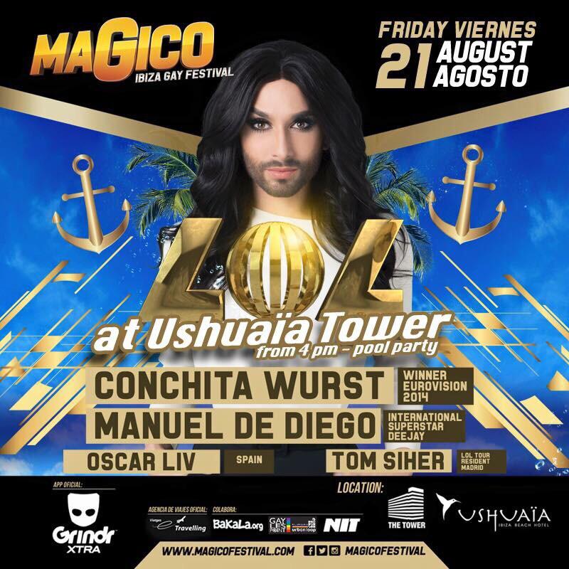 DamienCrosseXXX's tweet photo. LOL Pool Party at @ushuaiaibiza with @ConchitaWurst and @DjManueldeDiego @TomSiher @oscarlivdj http://t.co/roDuK8xQTM http://t.co/nTYcO16GT5