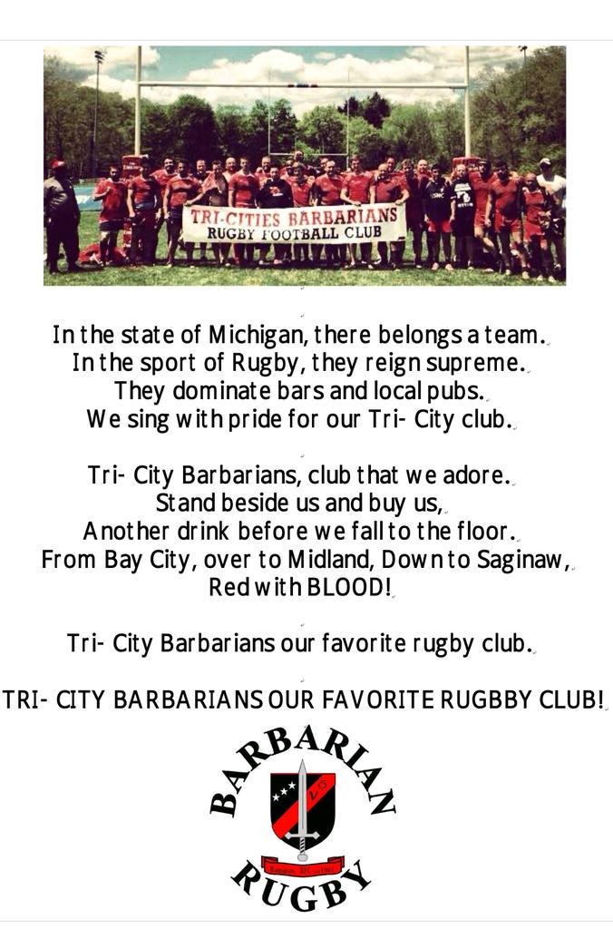 BarbarianRFC's tweet photo. Club song! http://t.co/FVPmVRGfyz