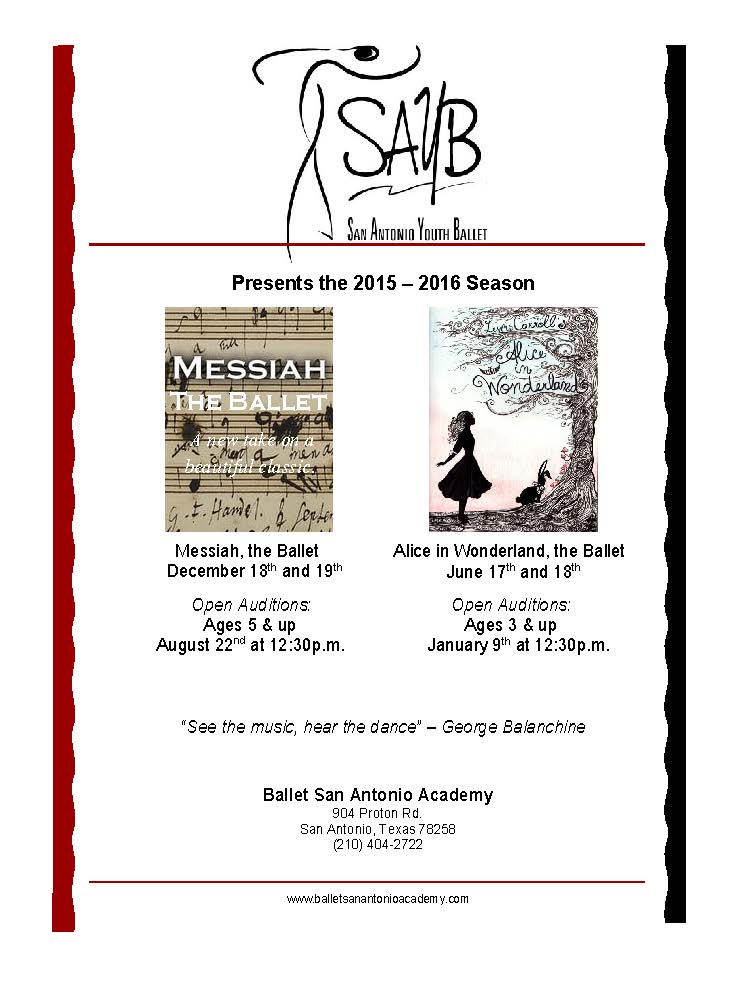 balletlatinosa's tweet photo. San Antonio Youth Ballet presents 2015-2016 Season! #SAYB #BSAA #balletsaacademy #SupportTheArts! http://t.co/ZhmArj0Gw3