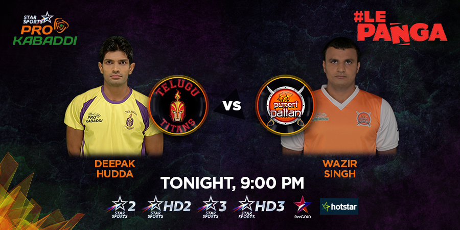 ProKabaddi's tweet photo. .@PuneriPaltan are set for a fiery welcome in Hyderabad when they take on @Telugu_Titans tonight. Tune in. #LePanga http://t.co/XYTTfieZEP