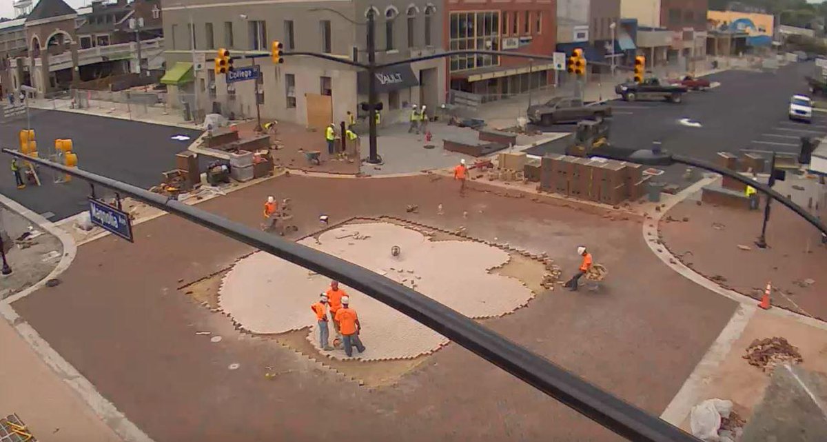 The bricked tiger paw at the Toomer's intersection is taking shape. #auburn #wareagle