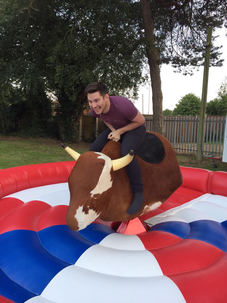 NWRT_BeerFest's tweet photo. .@blackswannw Manager christens the Bronco! http://t.co/7Q6IO5VsxW