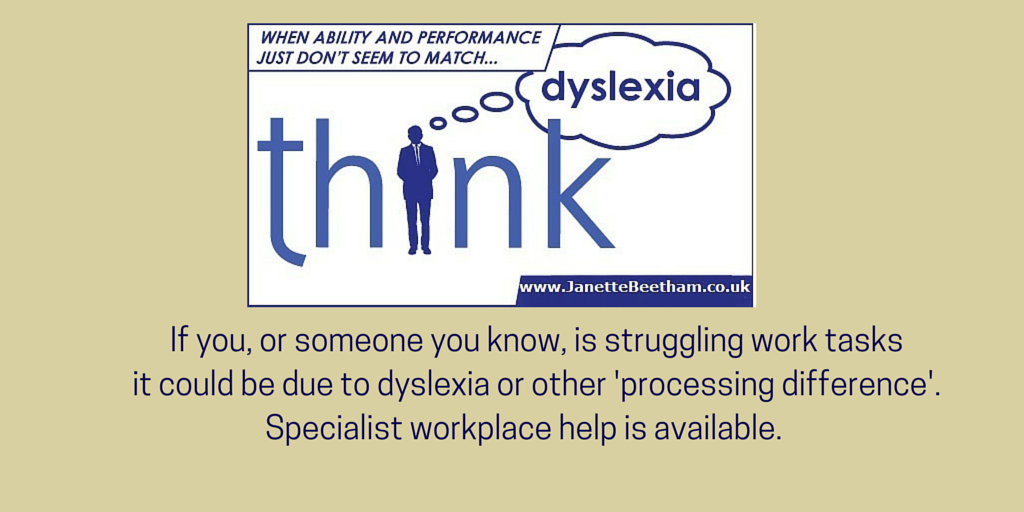 JanetteBeetham's tweet image. #Struggling with work tasks cld be #dyslexia  it's not just reading. #workplace strategy #coaching really can help.