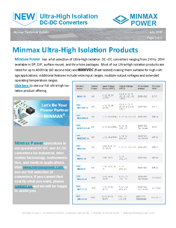 minmax_power's tweet image. July Tech Bulletin on Ultra-High Isolation DC-DC Converters @minmax_power