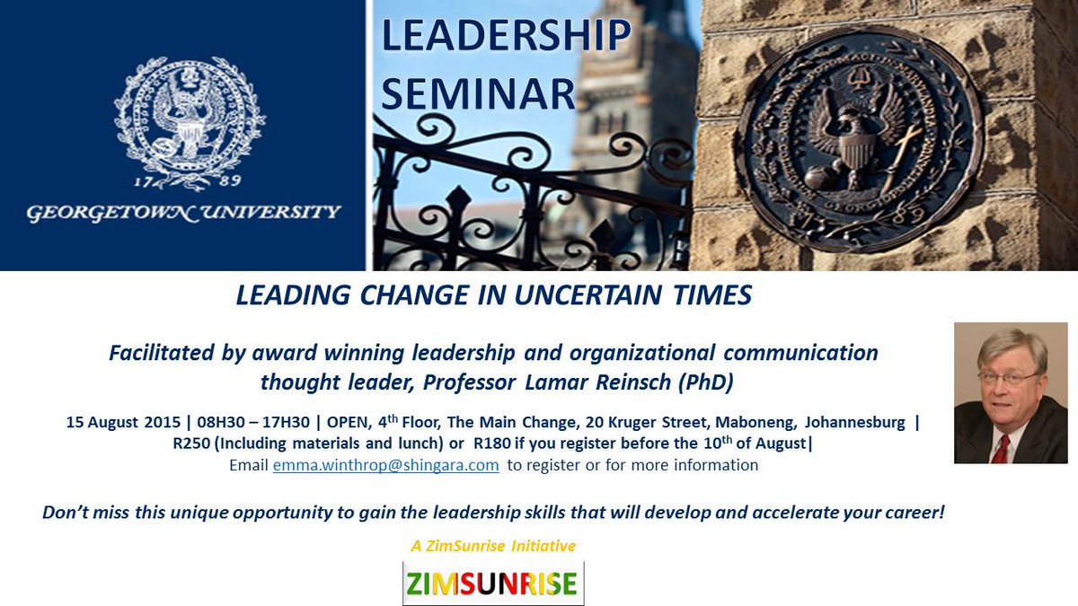 shingarax's tweet image. Leadership Seminar to be conducted by Georgetown University Leadership expert in Johannesburg on Sat15 August 2015