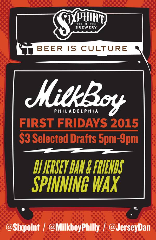 .<a href="/sixpoint/">Sixpoint</a>'s own <a href="/jerseydan/">jerseydan</a> will be spinning <a href="/MilkBoyPhilly/">MilkBoy Philadelphia</a> tonight with $3 select drafts from 5-9pm!