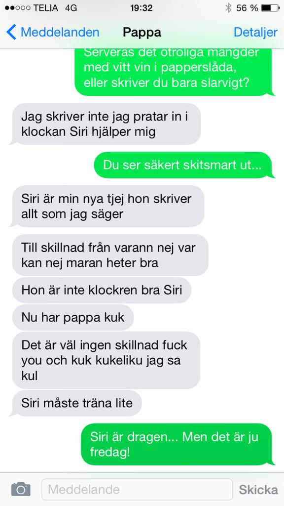 figge_22's tweet photo. Far har köpt en Apple-klocka och skriver genom Siri. 

Det tar sig. http://t.co/ljDF2maO8K
