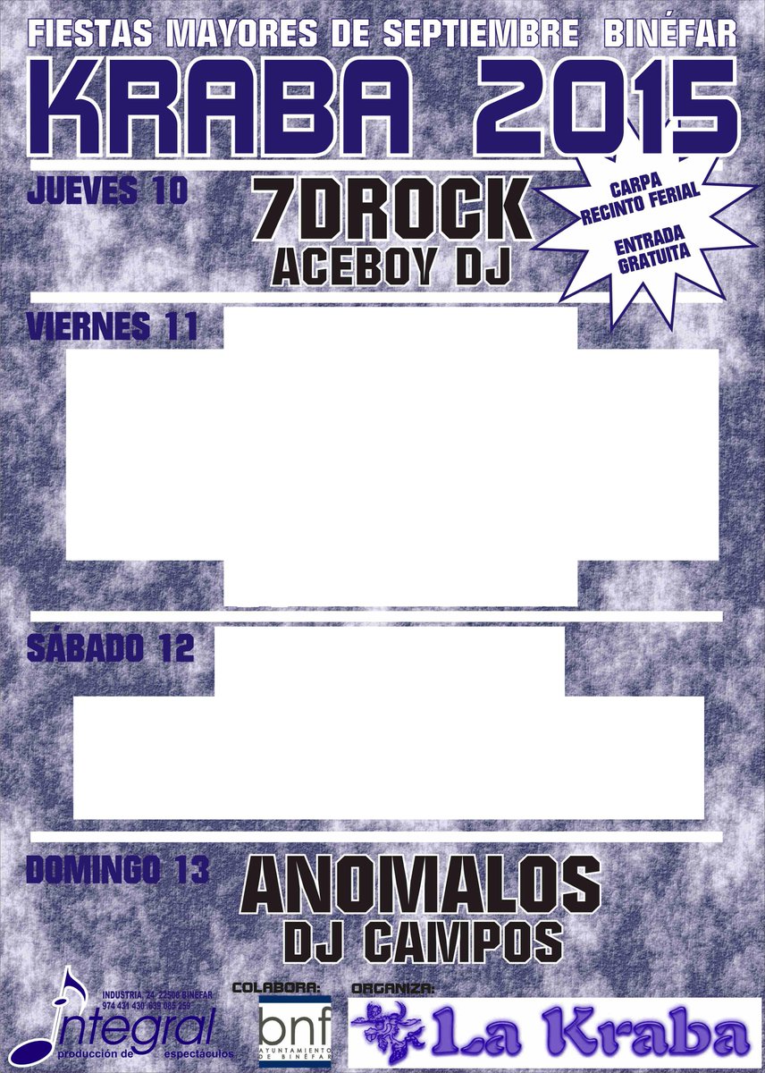 LaKraba's tweet photo. Domingo de #bnf15, gran fin de fiestas con #Anómalos (antiguos Anomalia) y sesión a cargo de #djCampos #Binéfar http://t.co/Hn4rlbsDDs