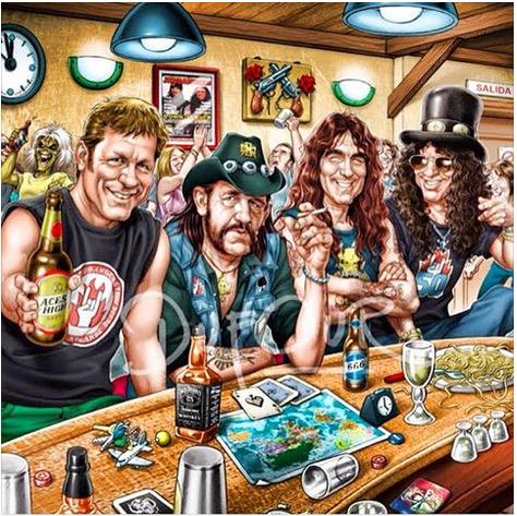 Happy Birthday Bruce Dickinson ! Funny drawing of Bruce, ,Lemmy Kilmister and Steve Harris ! 