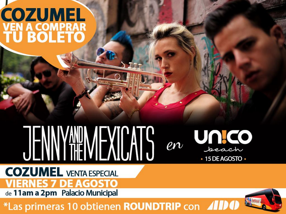 UnicoBeach's tweet photo. Sólo hay hasta las 2 pm podrás comprar en #Cozumel tu boleto para #JennyEnUnico @vivoencozumel http://t.co/HAOg2sje2p