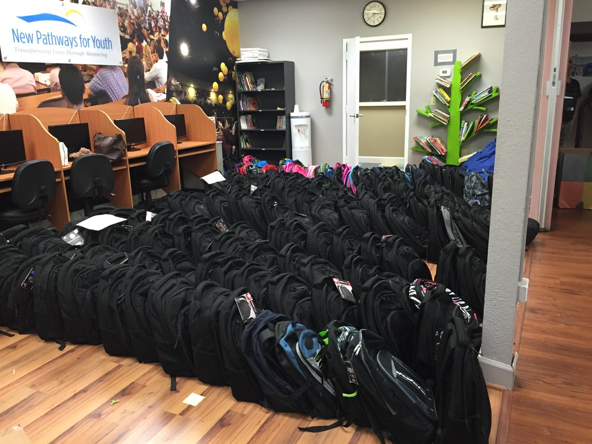 Look at all of our backpacks! Thank you so much to Herbalife volunteers for making this happen!