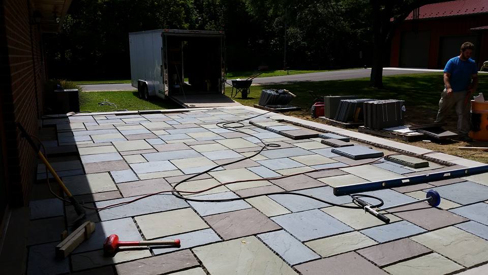 Our hardscapes team installing a product by <a href="/techobloc/">Techo-Bloc</a> called Monticello. Color scheme = Wow #LetsCreate #Buffalo