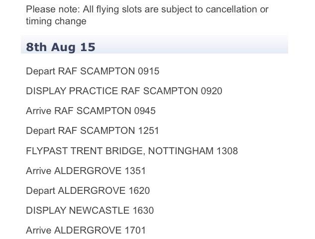 MarcusRamsden_'s tweet photo. Updated plan for @rafredarrows tomorrow. ISP, @TrentBridge flypast then off to @DiscoverNI for @AirshowsNI http://t.co/s8gKsHeezJ
