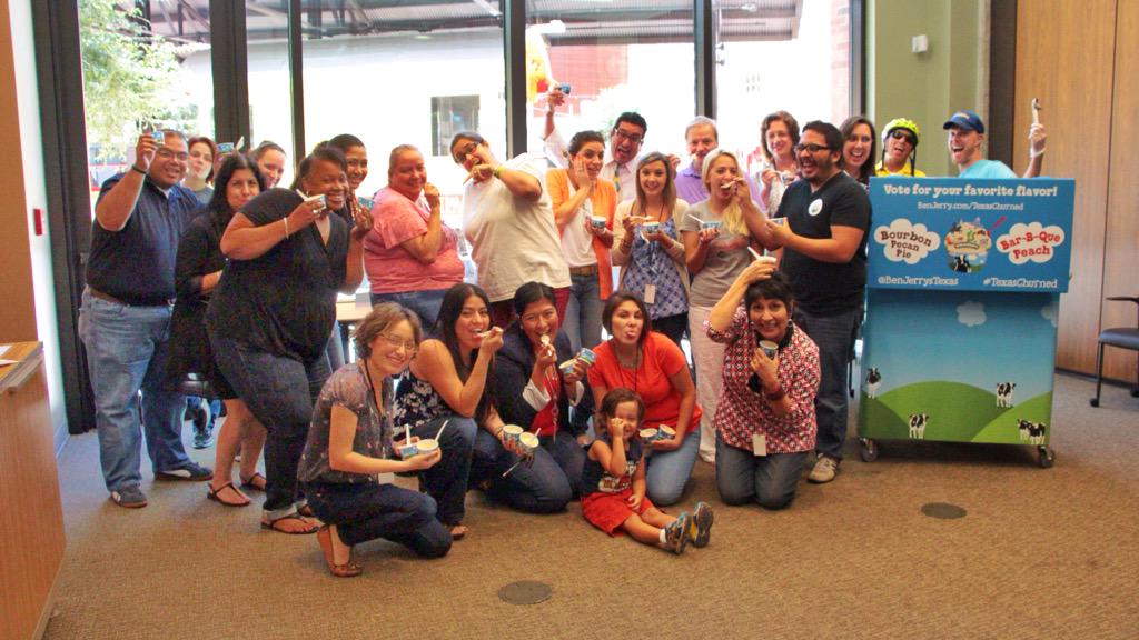 BenJerrysTexas's tweet photo. .@SAAFdn brings people together to address key community issues. Which #texaschurned flavor was today's key decision! http://t.co/c5cwFmmi6F