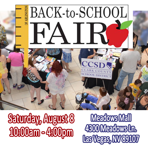 2015 Back to School Fair Tomorrow!
Sat. August 8 @10am-4pm
Meadows Mall 4300 Meadows Ln #LasVegas
<a href="/tsairox/">Tsai Rox</a> <a href="/recesslv/">RecessLV</a>