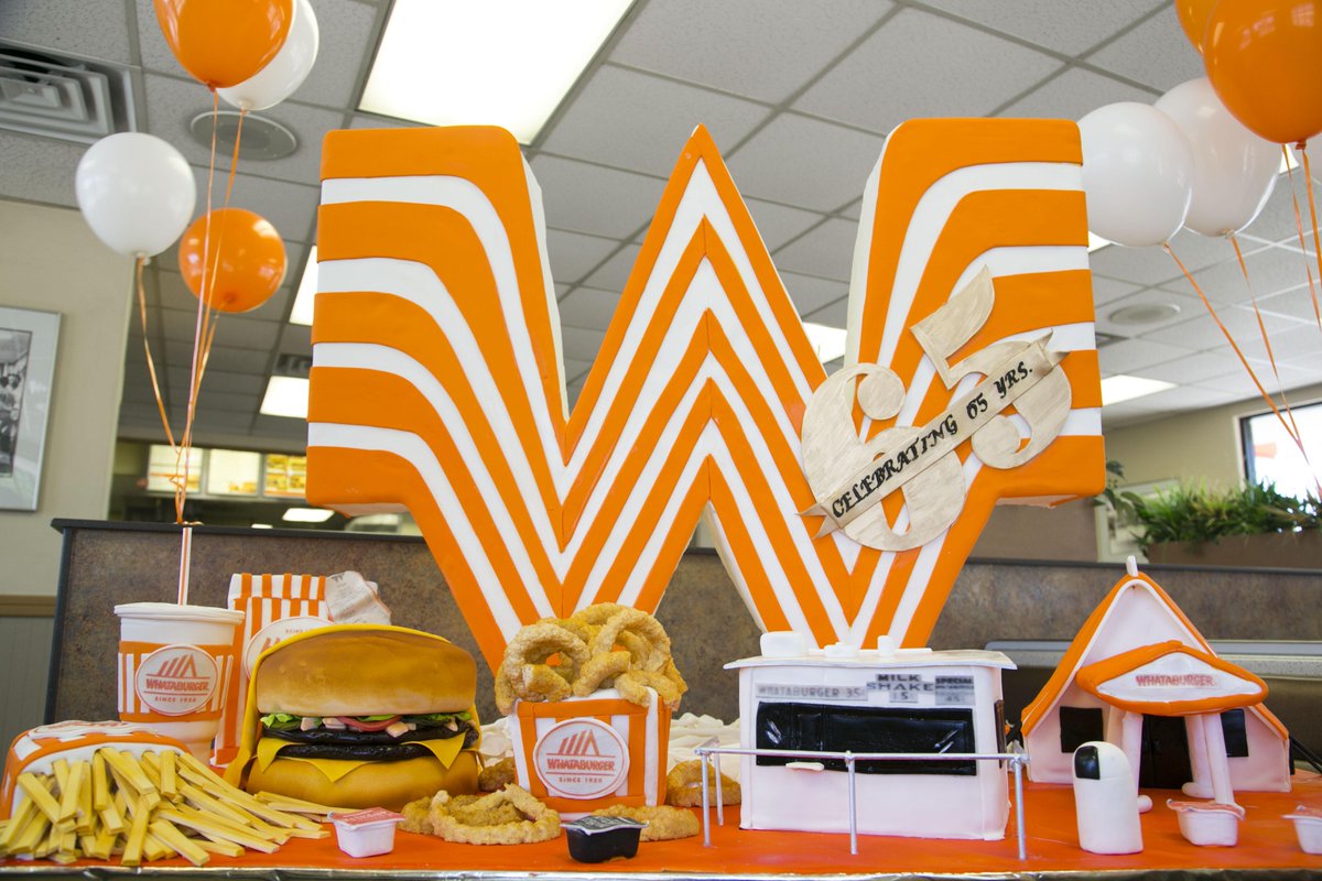 Whataburger's tweet photo. #HBD to us, we’re turning 65 today! Thank you to all our family members &amp; fans who’ve kept us going all these years! http://t.co/IKECZla6C4