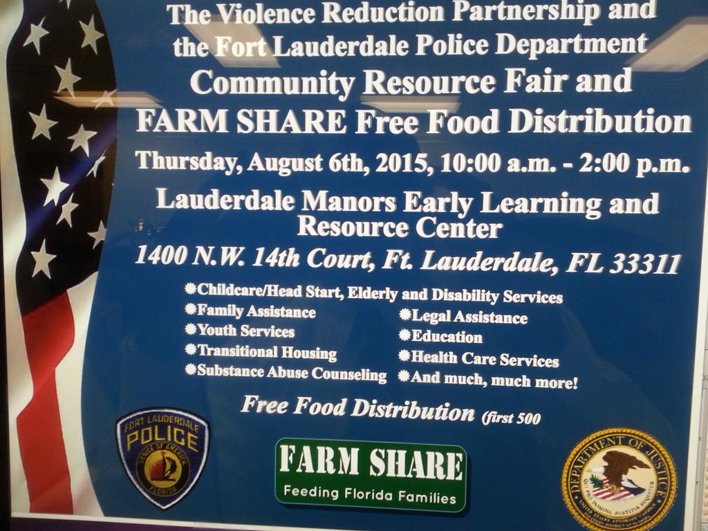 Community Resource Fair at Lauderdale Manors Early Learning Resource Center. With Pastor Herrigan, FLPD, GRACE &amp; SBBC