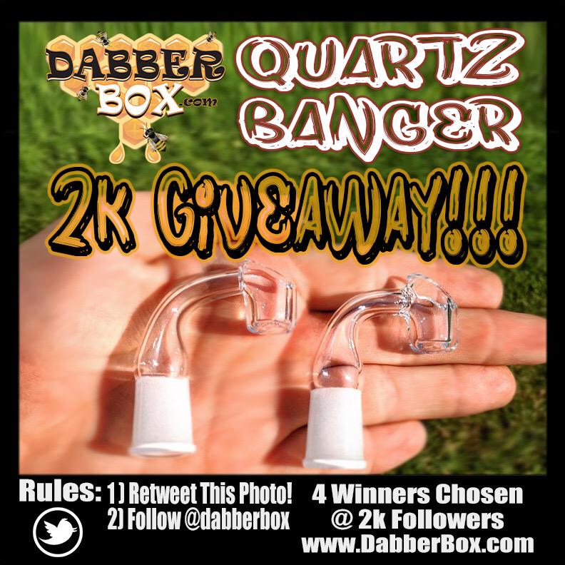 DabberBox's tweet photo. Here's your chance! 
RT to win a free 
#DabberBox
#QuartzBanger
4 winners will be chosen when we hit 2k followers!
👍 http://t.co/07XafVRduJ