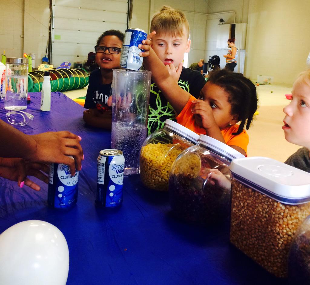 STEMWoodBuffalo's tweet photo. Density, volume, mass &amp; Archimedes’ Principle are all part of Bouncing Bubbles!#STEMkids having a blast experimenting http://t.co/tES1haSmDr