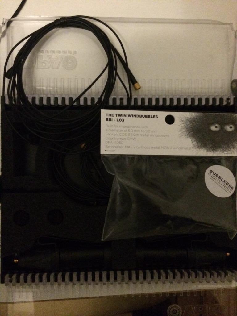 Tim4Shaw's tweet photo. Just received new #dpa 4060 and #bubblebee #windbubbles. Can wait to get using these. http://t.co/HyNMn7GAJ3