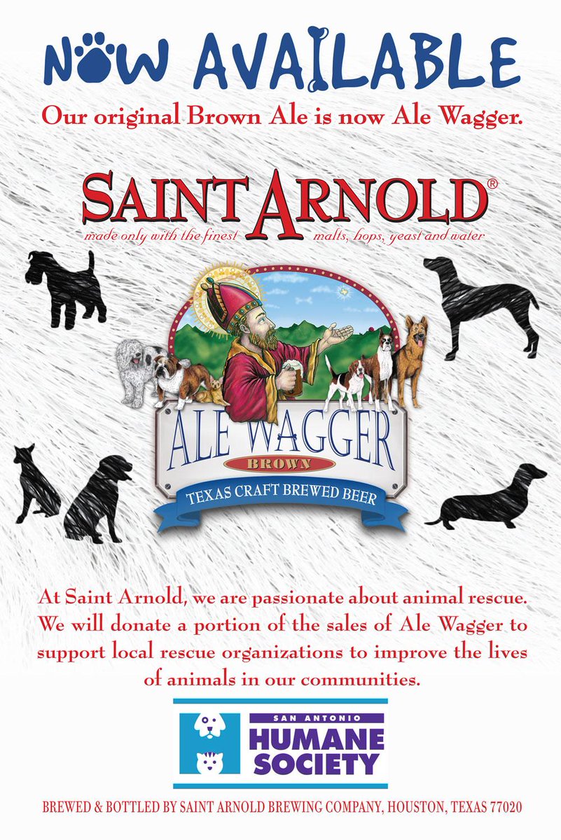 sahumane's tweet photo. Today is the #InternationalBeerDay, try a @SaintArnold #AleWagger &amp; support the SAHS! http://t.co/J2sL11emkC