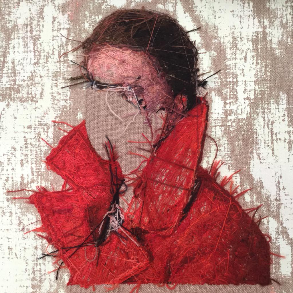 CayceZavaglia's tweet photo. Studio Shot: back onto this piece #wip #embroidery #crewelwool http://t.co/1uODQl8iZA