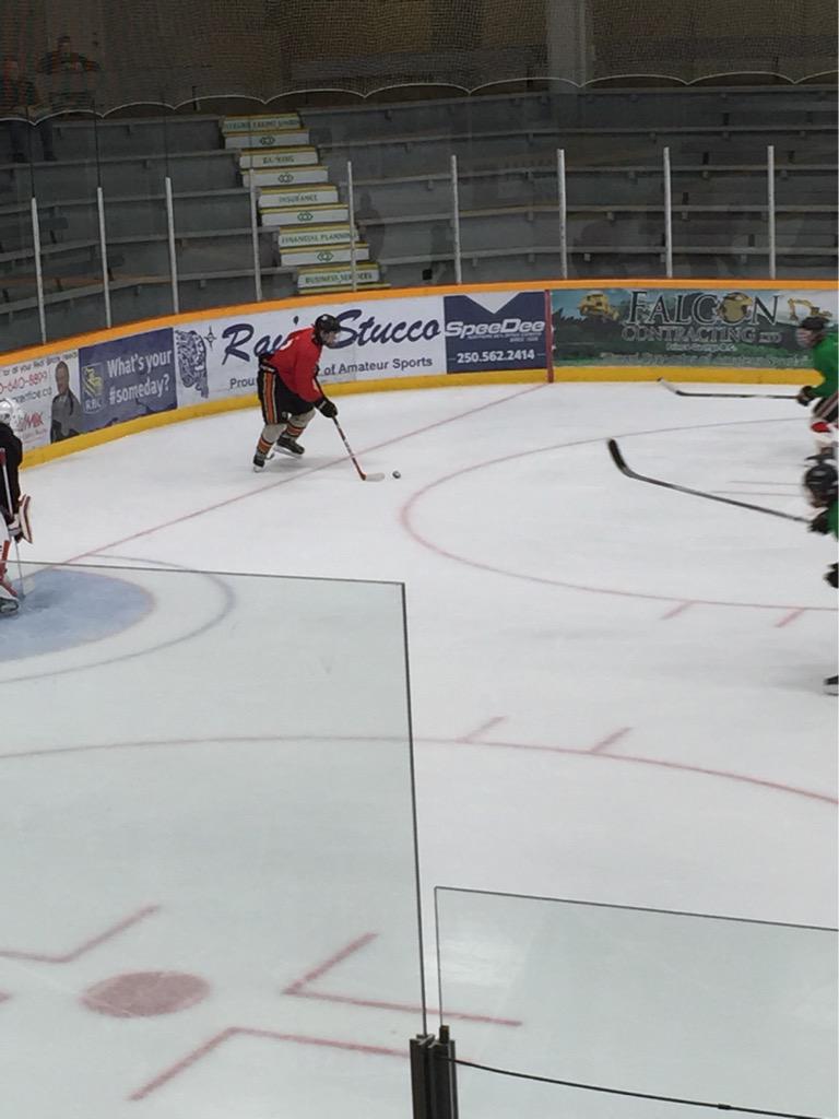 PGCougars's tweet photo. Cougars D prospects @Minaker5 (1 in red) and @perepeluk (2 in red) are hard at work at @cariboocougars Summer Camp. http://t.co/8RrpbfEyOz