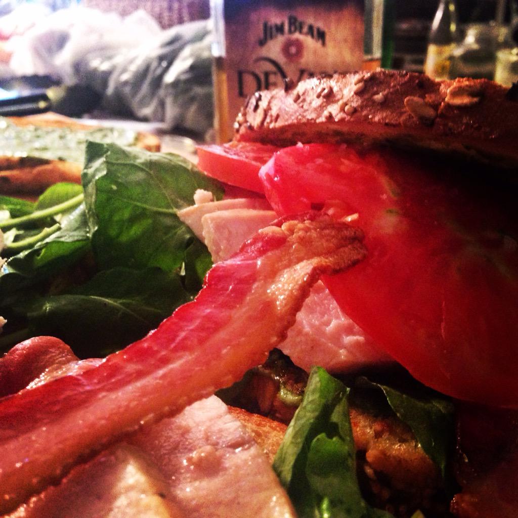 bigbadgus's tweet photo. BLST, bourbon seared swordfish, smoked bacon, arugula, tomato on toast &amp; pesto aioli. @Chefcraigsharp @tracyletty http://t.co/rtdgBMJ0Og