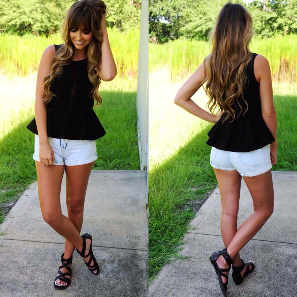 Every girl needs that go to black top in their closet! #LinkInBio | 10% OFF code HANNAH10 #Shop #OOTD #Black #Peplum