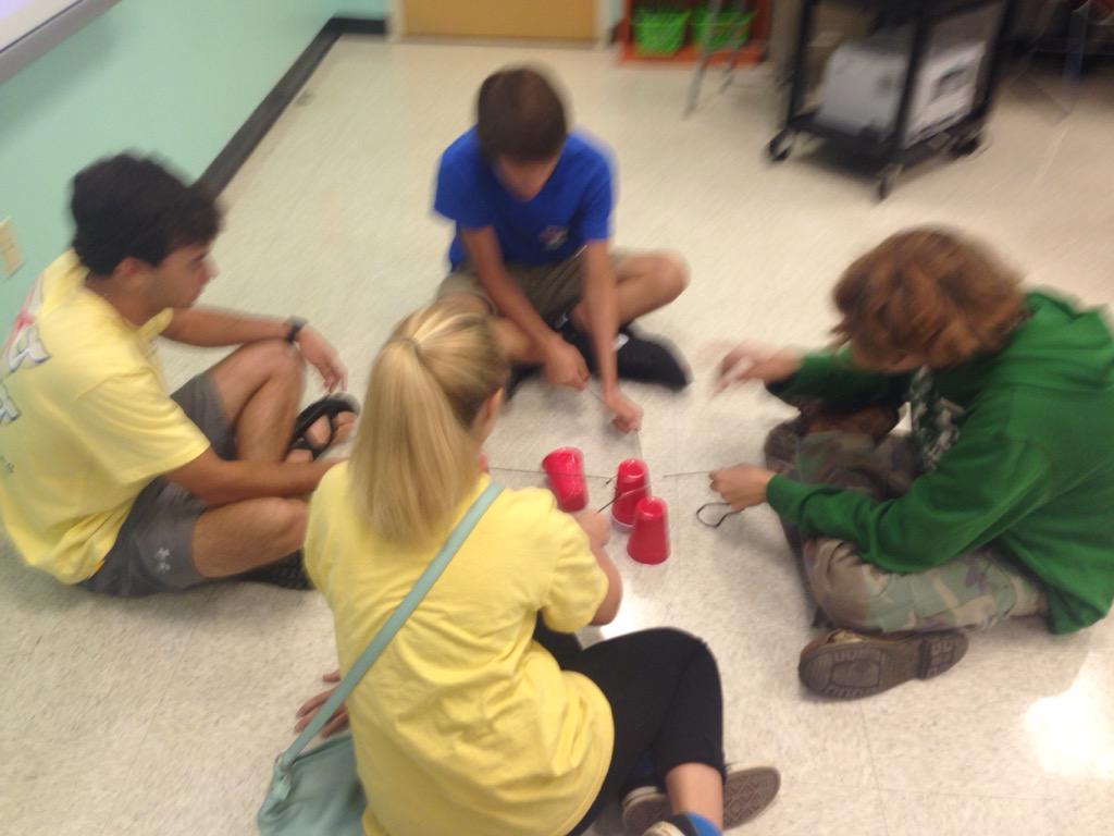 MrsHbailey's tweet photo. Cup Stacking Challenge... Biology 1 #gettinThatData http://t.co/hwH3NEvO5q