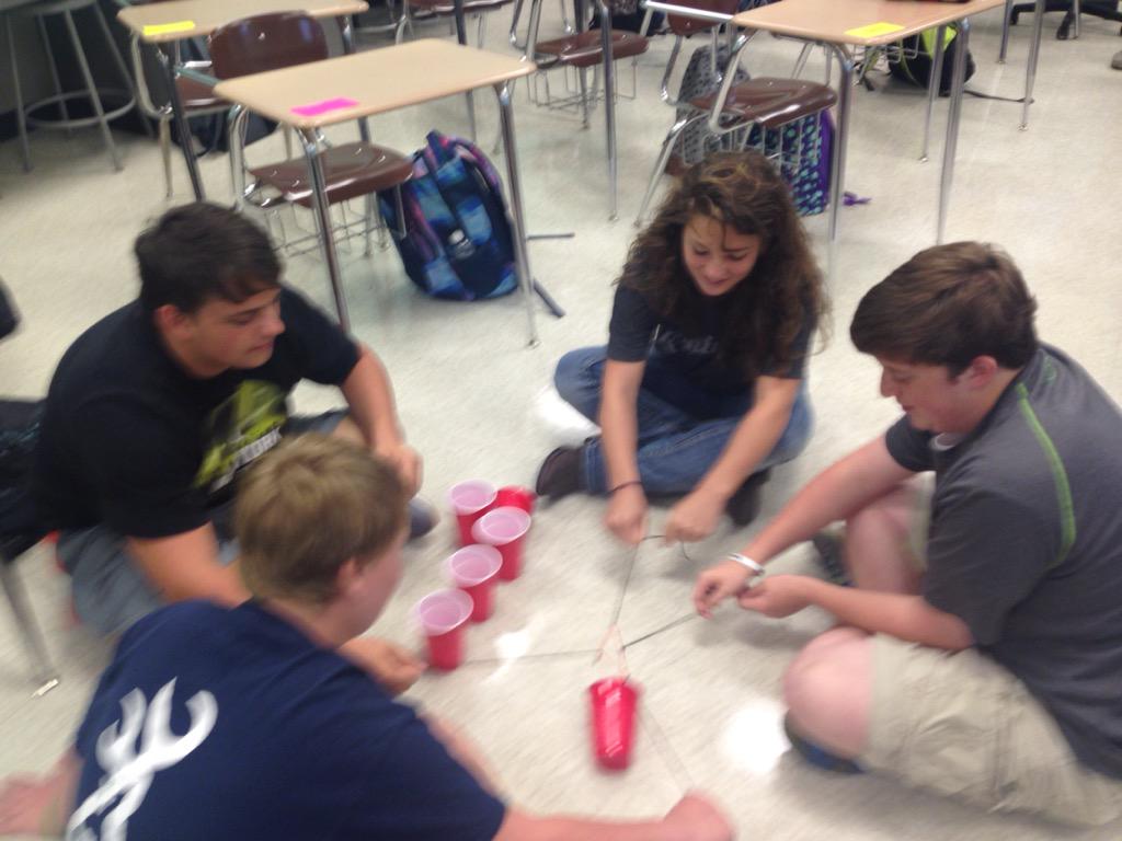 MrsHbailey's tweet photo. Cup Stacking Challenge... Biology 1 #gettinThatData http://t.co/hwH3NEvO5q
