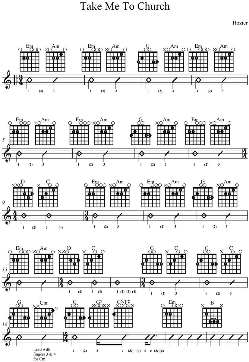 HGuitarLessons's tweet image. The chart for an arrangement of #Hozier's "Take Me To Church". #GuitarLessonsHobart #guitar #lessons #Hobart
