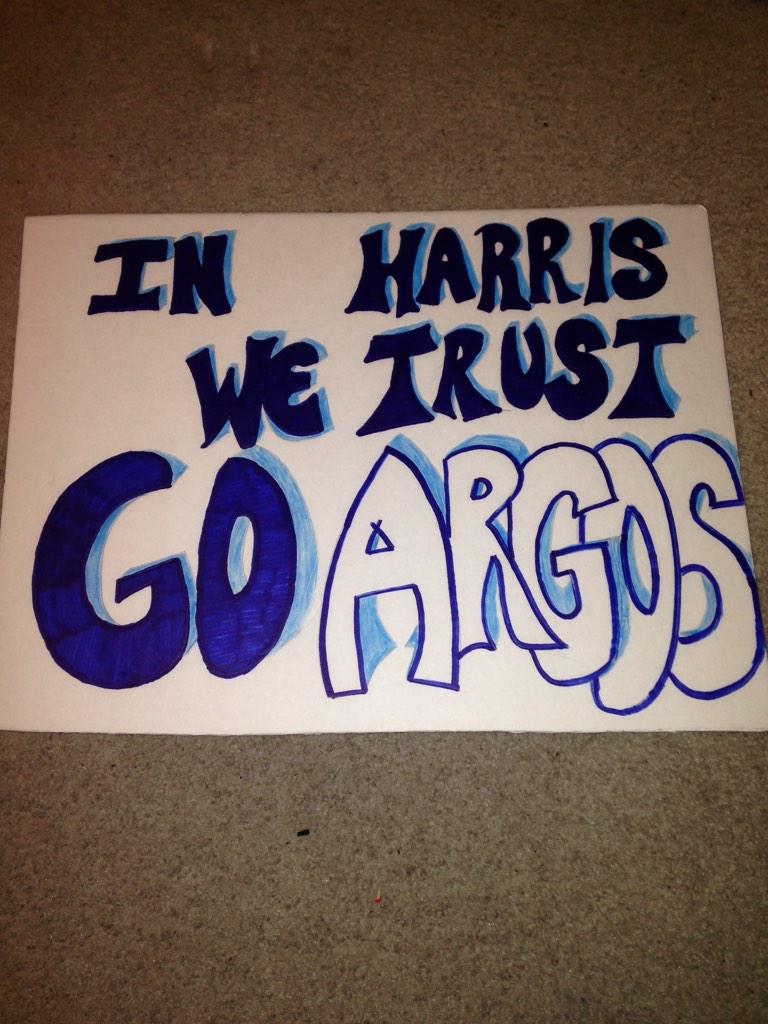 MisterDely's tweet photo. All the best of luck @Trev_Harris!! Gonna be proudly holding this at the @TorontoArgos #HomeOpener tomorrow. #OurTeam http://t.co/JXhF9Ci8y9
