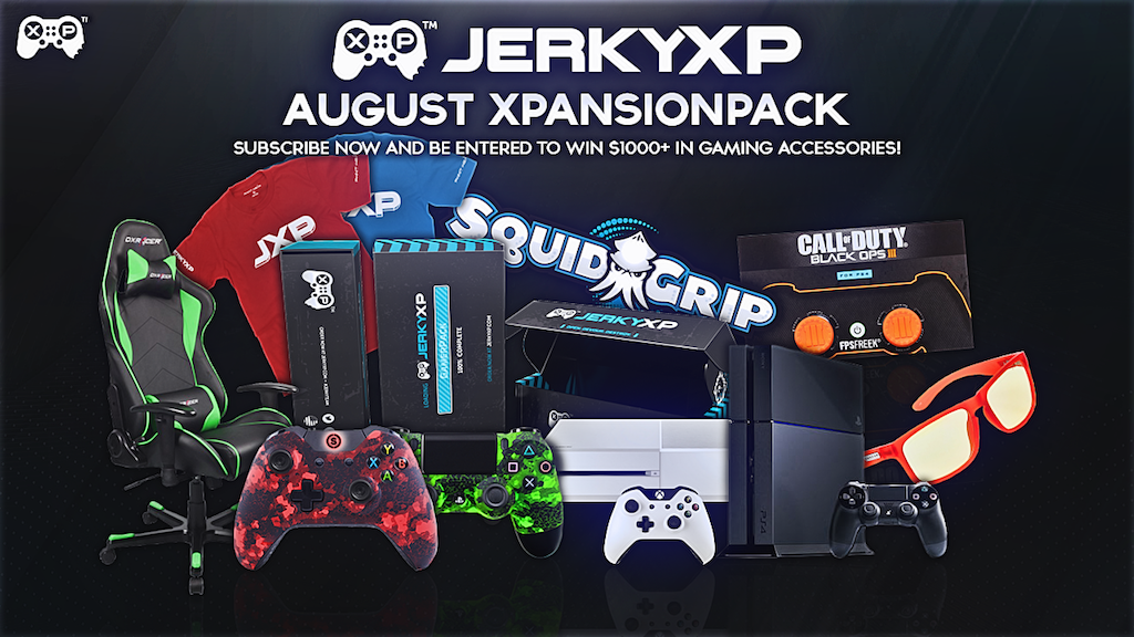 JerkyXP's tweet image. Subscribe to any JerkyXP.com GamerPack and be entered to win everything pictured below! Use code SaveXP2!