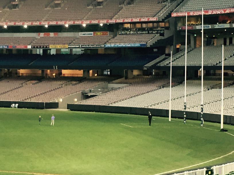 JackieNOONS's tweet photo. Priceless leaving @MCG to witness @CollingwoodFC #Coach @ncb_cfc spending time with his sons #FuturePies http://t.co/DlWoKeVXqk