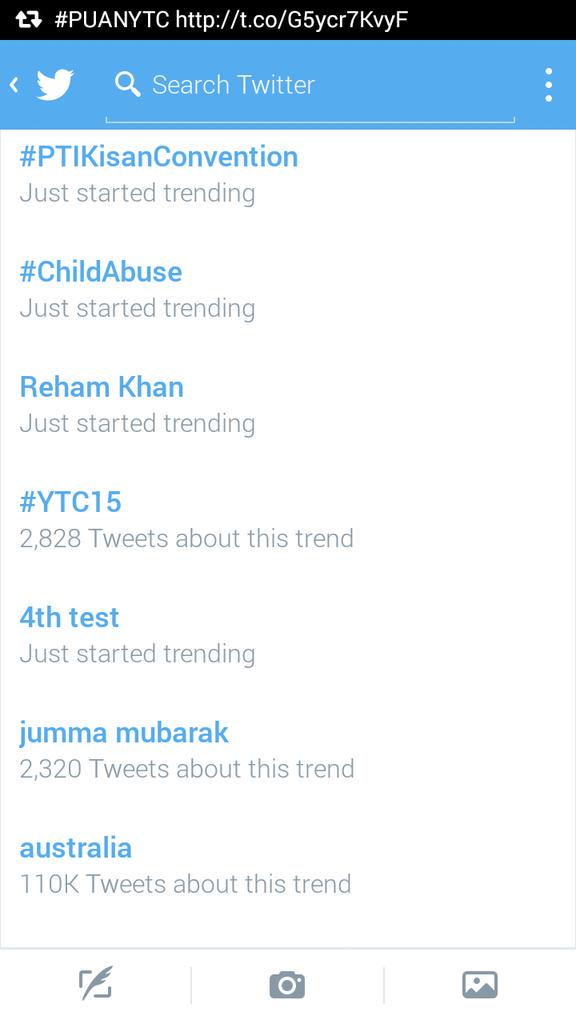 snobers's tweet photo. With almost 2,828 tweets. We are trending in Pakistan. #YTC15 #PUANYTC @USCGLahore @usembislamabad @ECAatState http://t.co/Vdwz0DMtts
