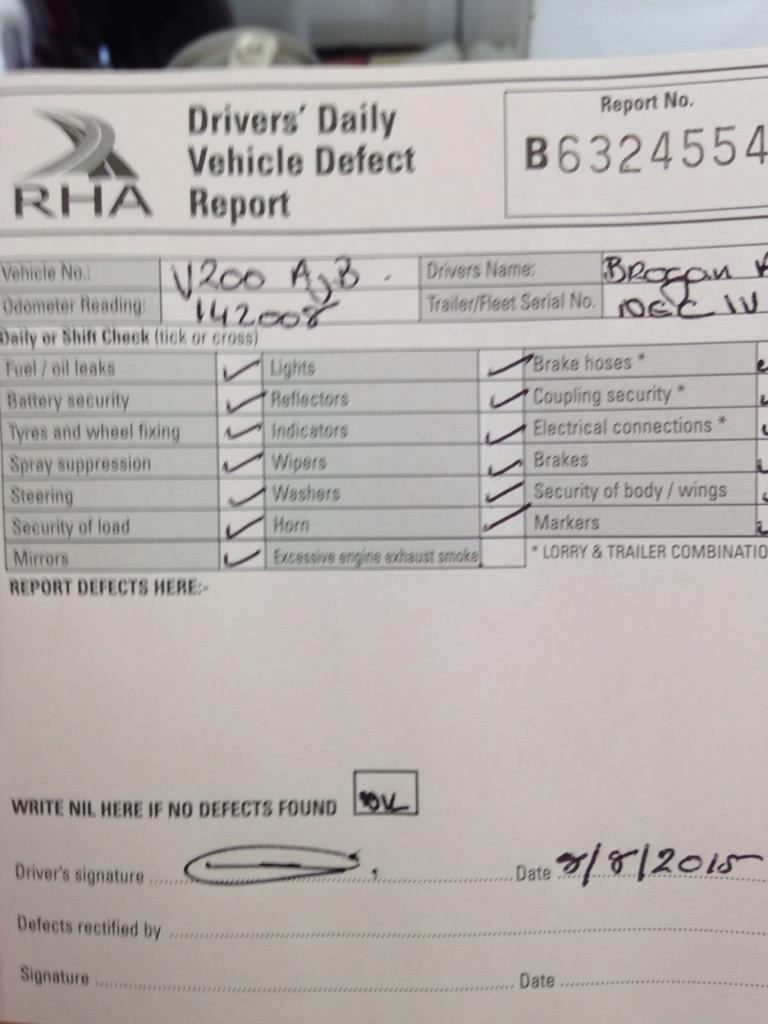 EventsCaterers's tweet photo. #1Next #drivers daily #vehicle defect report @NCASS_UK @PeterboroArena  giving staff the right tools for the #job http://t.co/9WObFluM40