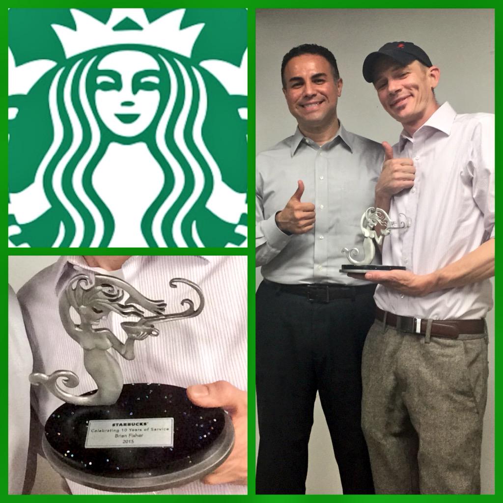 JcastroSB's tweet photo. Congrats to SM Brian Fisher for achieving Starbucks 10 Yrs of Service! 🏆 thank you for your hard work &amp; dedication!☕️ http://t.co/fUaWs2Sloa