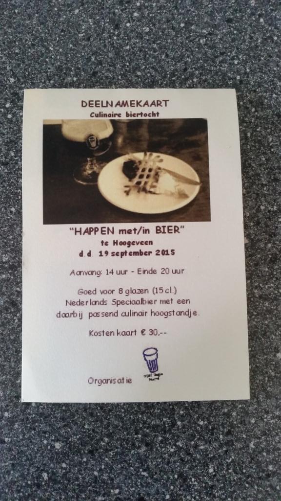 #Happen met speciaal #bier! 19 sept met oa <a href="/restaurantsalsa/">restaurant salsa</a> @het_postkantoor <a href="/DekselsHgv/">Deksels eten&drinken</a> <a href="/degust/">Gustavo Longon</a> kaartjes nu te koop!