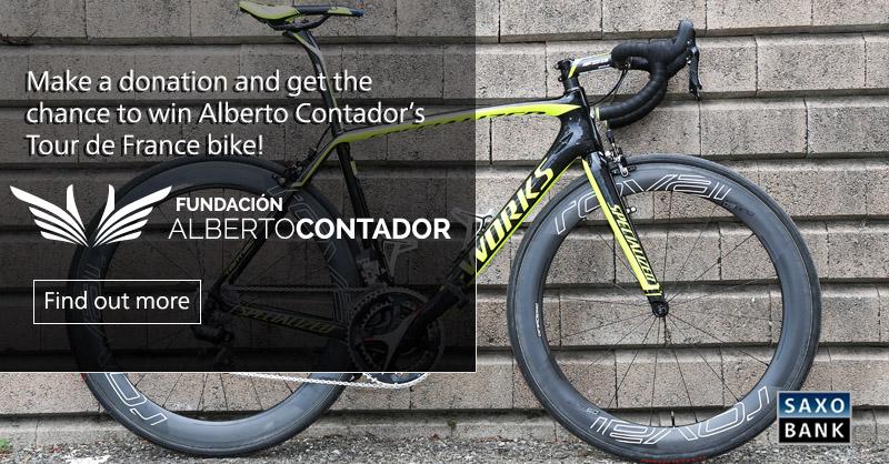 Donate to the Alberto Contador Foundation and get a chance to win rider's bike from #TDF2015 
fal.cn/B0lW