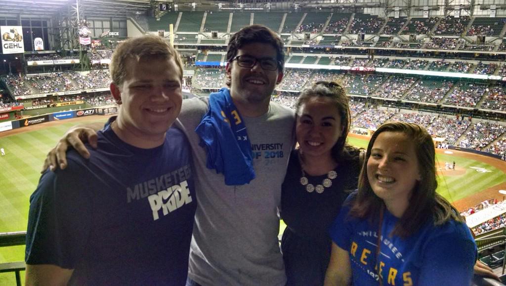 SRichtermeyer's tweet photo. Xavier ACCT students had a great time at Brewers game at #BAPAM15 @XavierUniv @_BetaAlphaPsi http://t.co/NxL90o4r9M