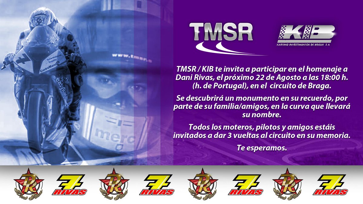 tmsr1's tweet photo. Ven a dar 3 vueltas  al circuito de Braga , en honor - memoria de Dani Rivas.Estas invitado.¡No faltes¡.#SiempreDani http://t.co/2m4DE2Ko2U