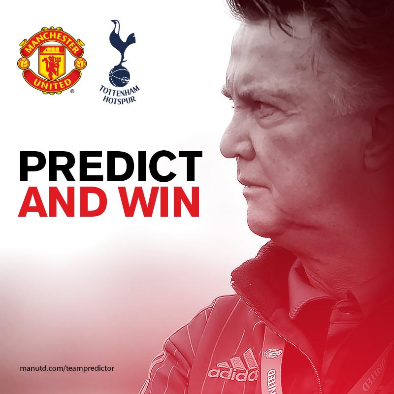 ManUtd's tweet image. There's still time to predict who'll start for #mufc v Spurs, with a signed shirt to be won: bddy.me/1J2nXjx