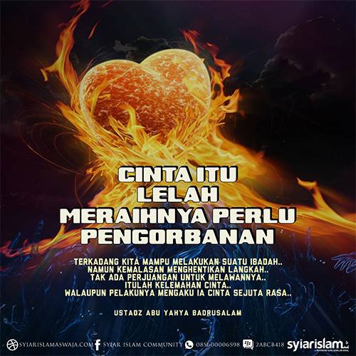 gambarislami's tweet photo. Semua kita mengaku mencintai Allah dan RasulNya.
Sejauh manakah pengorbanan untuk meraih cinta itu? http://t.co/LjGMqYyiej
